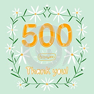 500 followers, thank you vector illustration