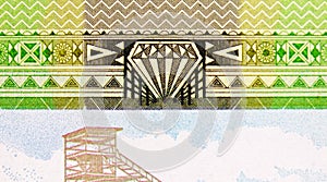 500 Francs banknote. Bank of Guinea. National currency. Fragment: Stylized diamond