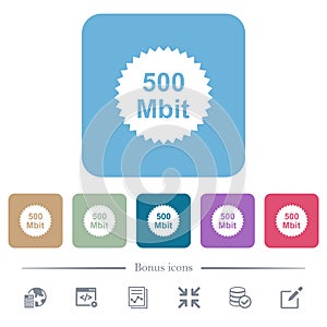 500 mbit guarantee sticker flat icons on color rounded square backgrounds