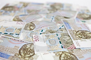 500 PLN banknotes background
