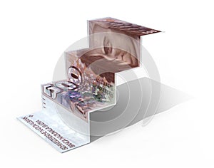 500 swiss franc banknote folded as steps