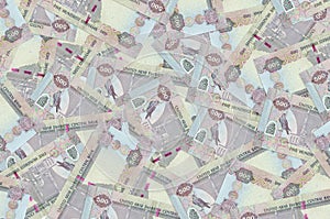 500 UAE dirhams bills lies in big pile. Rich life conceptual background