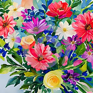 500 Watercolor Floral Bouquet: An artistic and abstract background featuring a watercolor floral bouquet in soft and blended col