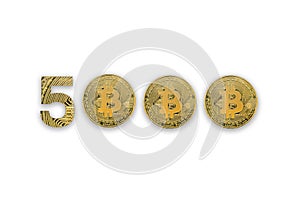 5000 bitcoin exchange rate, isolated. Crypto currency style for design