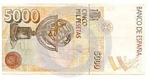 5000 peseta bill of Spain photo