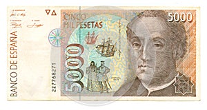 5000 peseta bill of Spain