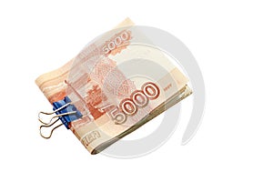 5000 rubles, Russian money, bills clipped togethe photo