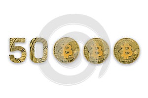 50000 bitcoin exchange rate, isolated. Crypto currency style for design