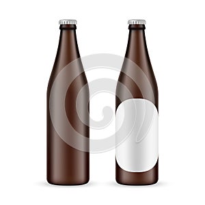 500ml Amber Beer Bottle With Label and Blank Mockup