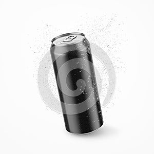 500ml Black Drink Can with Drops Mockup