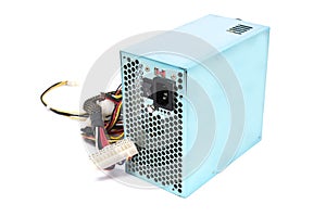 500W Power supply unit with cable and switch I O, green color for full ATX Tower case PC have big fan for cool ioslated on white