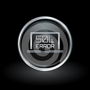 504 gateway timeout icon inside round silver and black emblem