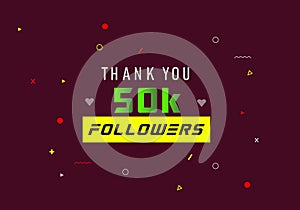 50k followers thank you colorful celebration template. social media 50000 followers achievement banner