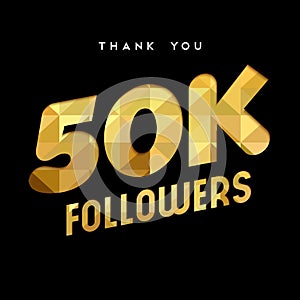 50k gold internet follower number thank you card