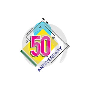 50th Anniversary Celebration Icon Vector Logo Design Template.