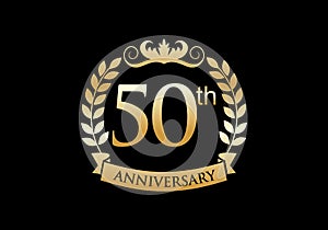 50th, anniversary celebration luxury logo