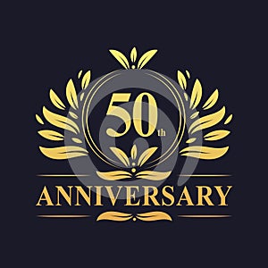 50th Anniversary Design, luxurious golden color 50 years Anniversary logo