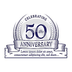50th anniversary design template. 50 years logo. Fifty years vector and illustration.