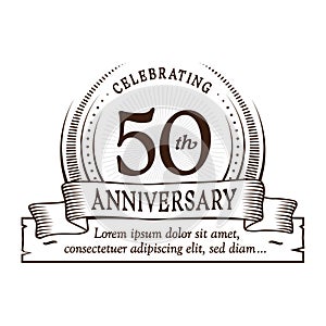 50th anniversary design template. 50 years logo. Fifty years vector and illustration.