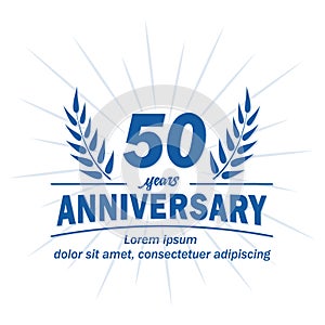 50th anniversary design template. 50th years vector and illustration.