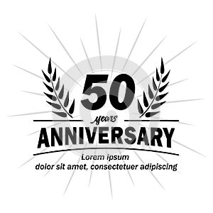 50th anniversary design template. 50th years vector and illustration.