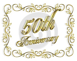 50th Anniversary Invitation 3D illustration photo