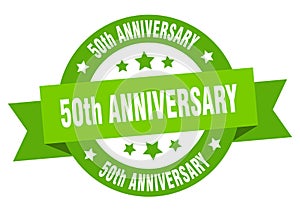 50th anniversary round ribbon isolated label. 50th anniversary sign.