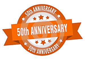 50th anniversary round ribbon isolated label. 50th anniversary sign.