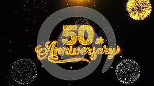 50th Happy Anniversary Wishes Greetings card, Invitation, Celebration Firework Looped