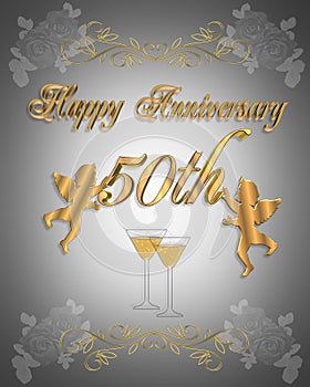 50th Wedding anniversary Invitation 3D