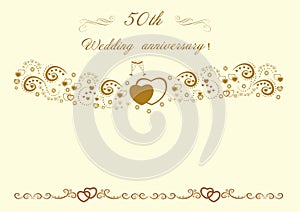 50th Wedding anniversary Invitation.Beautiful editable vector il