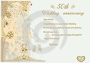 50th Wedding anniversary Invitation illustration