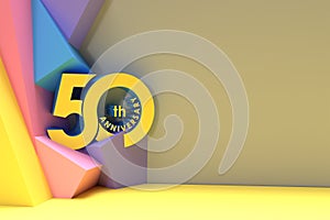 50th Years Anniversary Celebration Space of Your Text 3D Render Illustration Design
