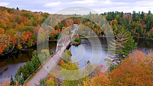 510 bridge during autumn time in Michigan upper peninsula near Marquette city