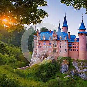 515 Enchanted Fairy Tale Castle: A magical and enchanting background featuring an enchanted fairy tale castle in soft and dreamy