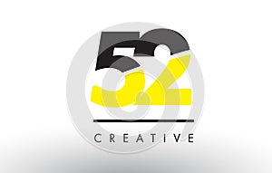 52 Black and Yellow Number Logo Design.