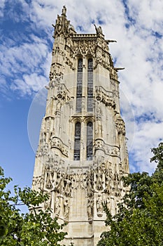 52 m Saint-Jacques Tower on Rivoli street. Paris.