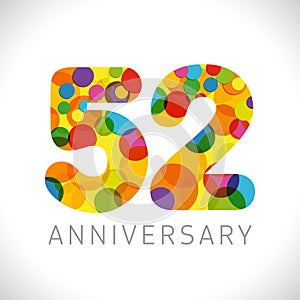 52 years anniversary circle colorful logo