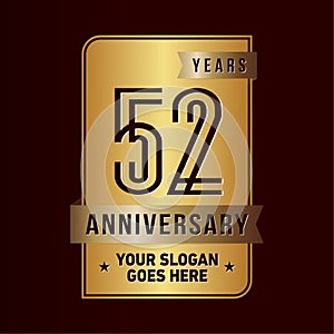 52 years celebrating anniversary design template. 52nd logo. Vector and illustration.