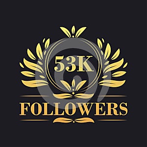 53K Followers celebration design. Luxurious 53K Followers logo for social media followers