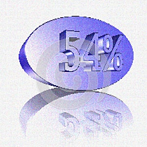 54%, 54 percent as a 3D illustration, 3D rendering