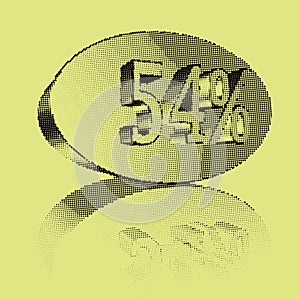 54%, 54 percent as a 3D illustration, 3D rendering