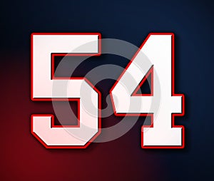 54 American Football Classic Sport Jersey Number in the colors of the American flag design Patriot, Patriots 3D illustration