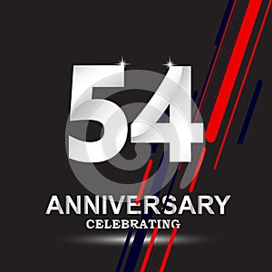 54 anniversary logo vector template. Design for banner, greeting cards or print