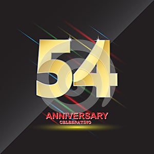 54 anniversary logo vector template. Design for banner, greeting cards or print