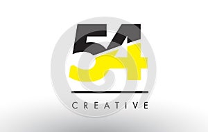 54 Black and Yellow Number Logo Design.