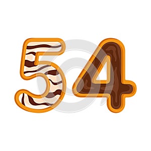 54 number sweet glazed doughnut vector illustration