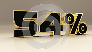 54 percent 3d gold and black luxury text isolated on white