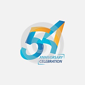 54 Year Anniversary Celebration Vector Template Design Illustration