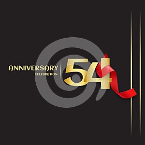 54 Year Anniversary Vector Template Design Illustration